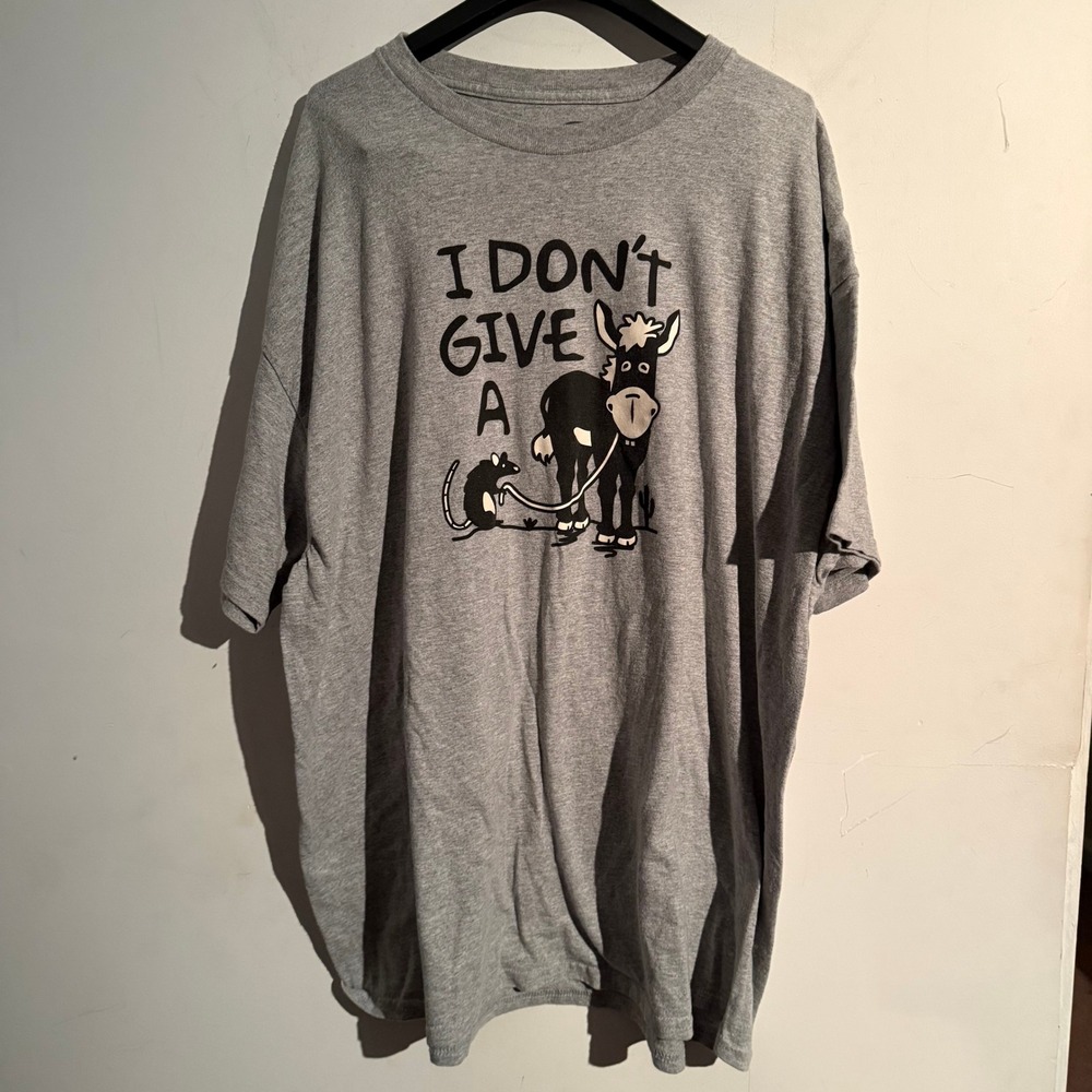 DOM Tshirt Mens 2X "I Don't Give A Rats A$$" Gray Short Sleeve